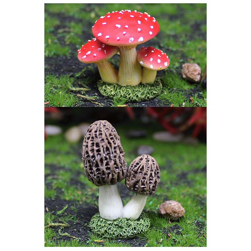 1/3Pcs/Set Simulated Mushroom Ornaments Garden Resin Flower Pots Decorated Moss Microlandscape Home Decoration Accessories