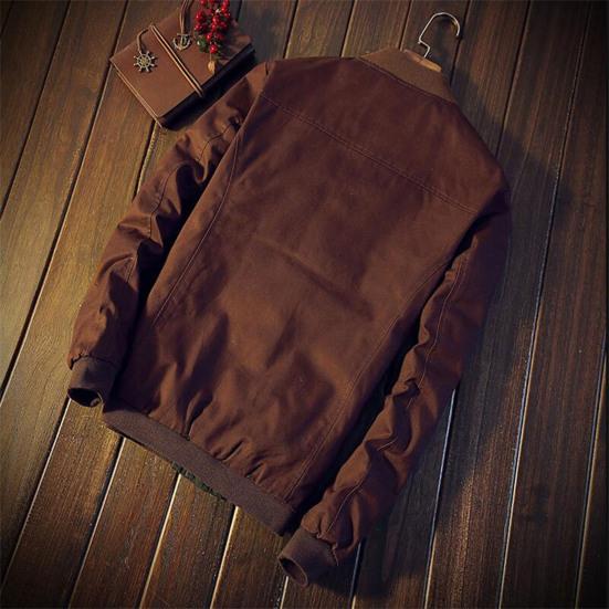 Autumn Men Jacket Color Block Stand Collar Single Breasted Slim Fit Ribbed Cuff Coat Streetwear