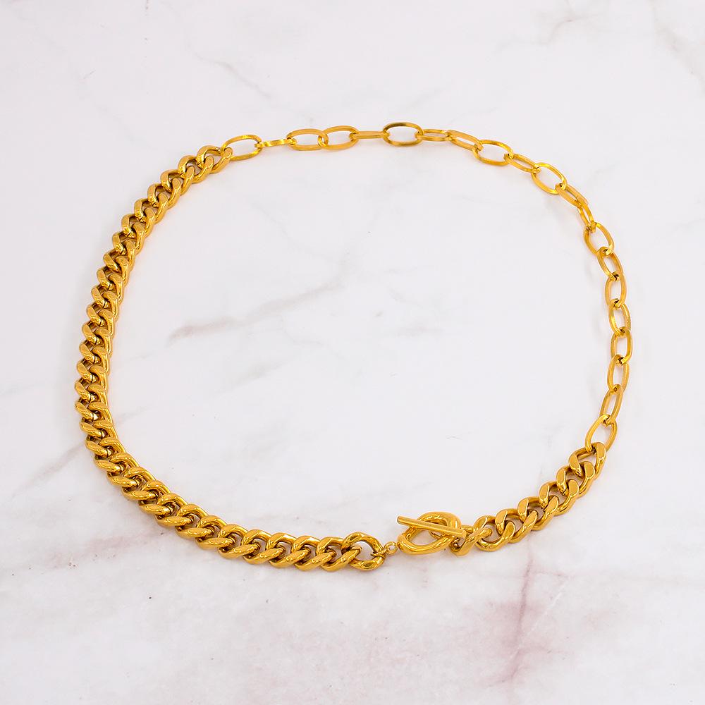 18K Gold-Plated Retro Titanium Steel Collarbone Necklace for Women
