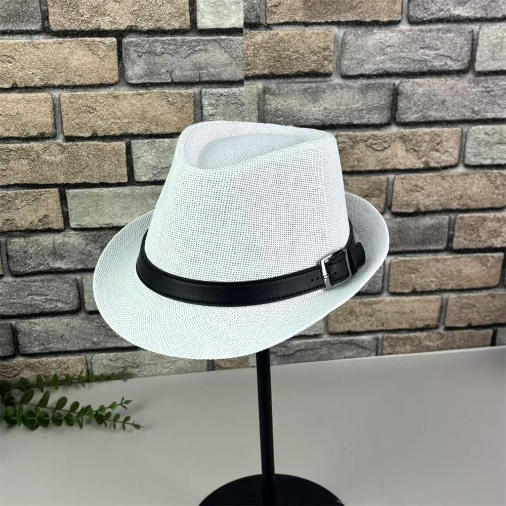 Summer straw hat men's outdoor sun hat breathable beach hat British performance jazz hat children's gentleman's top hat