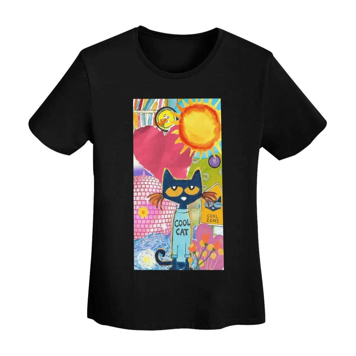 

Pete The Cat TShirt Women Short Sleeve T Shirts Crew Neck Clothing Cotton Summer Tees Streetwear 4XL