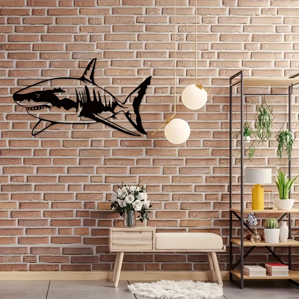 1pc Modern Metal Shark Wall Art Home Decor Bedroom Gift Boyfriend Lover Christmas Halloween New Year
