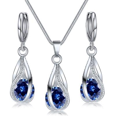 Cristal goutte d'eau pendentif collier boucles d'oreilles ensemble de bijoux pour femmes mariée mariage Halloween cadeau