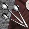 1Pc 304  Stainless Steel Spoon Thicken Long Handle Soup Spoons Round Scoops Ice Cream Dessert  Drinking Kitchen  Accessories