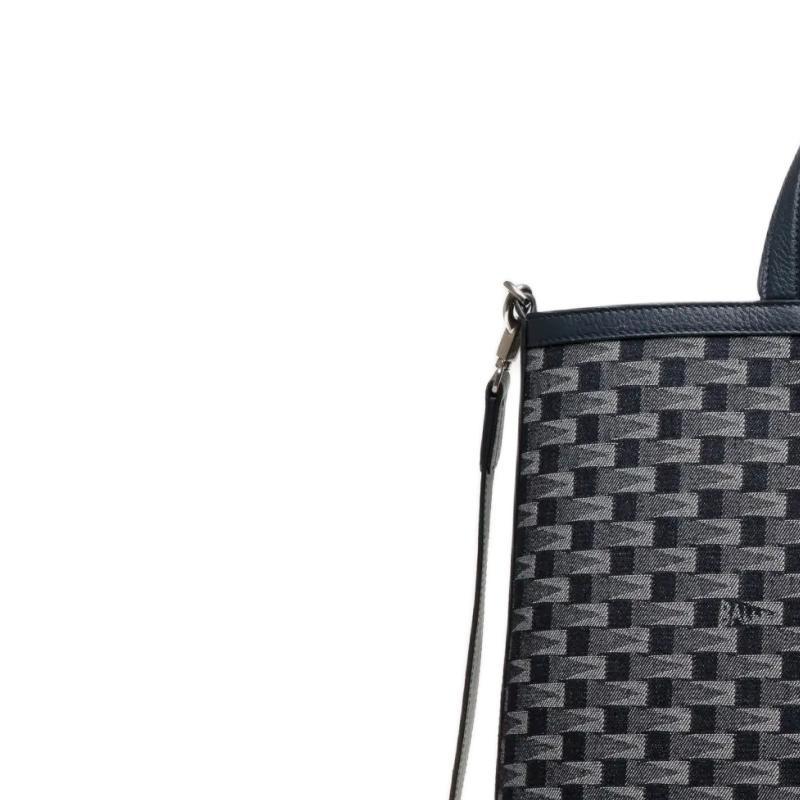 Bally Pennant Palladium Tone Hardware Cotton Denim Shoulder Crossbody Tote Bag Men Bags Blue 6306636