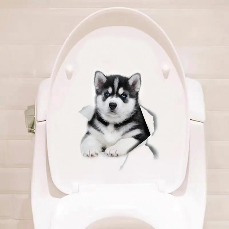 3D Cute Cat Toilet Sticker Bathroom Toilet Cover Sticker Wall Stickers Animal Wc Accessories Fun For Home Bath Room Decoration