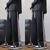 Three-bar pants men's spring and autumn new straight sweatpants American loose and versatile sweatpants sports striped casual trousers