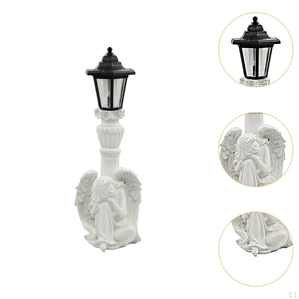 Trädängelsstaty Solcellslampa Utomhusdekor Kreativ Gåva Hantverk Prydnad Figur Lampa för