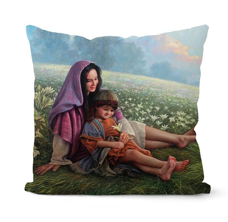 Nativity Cushions Case Retro Oil Painting Christmas Pillowcase Hot Jesus Christ Print Throw Pillows Case Sofa Chair Room Decor