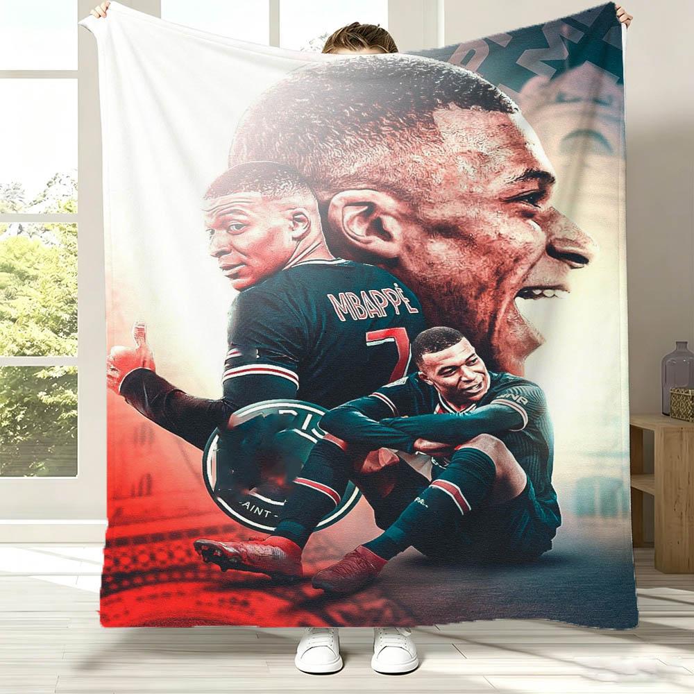 3D Football Star M-MbappeSs Cool Flannel Blanket Soft Throw Blanket Art For Home Decor Bedroom Bed Sofa Cover Picnic Fans Gifts