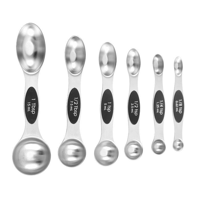 9-Piece Dual-End Stainless Steel Magnetic Measuring Spoons with Gram Scale
