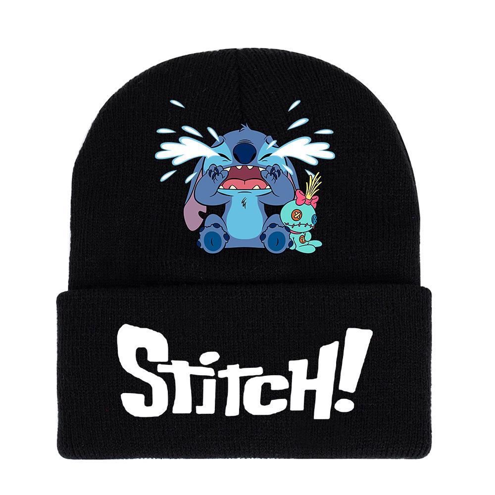 Lilo & Stitch Cartoon Print Knit Wool Hat for Men & Women - Warm Autumn/Winter Beanie