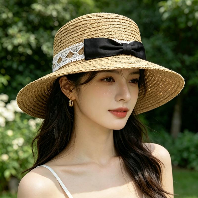Lafite Hat Spring and Summer European and American Straw Hat Mountaineering Travel Vacation Upturned Edge Beach Straw Hat Performance Jazz Hat