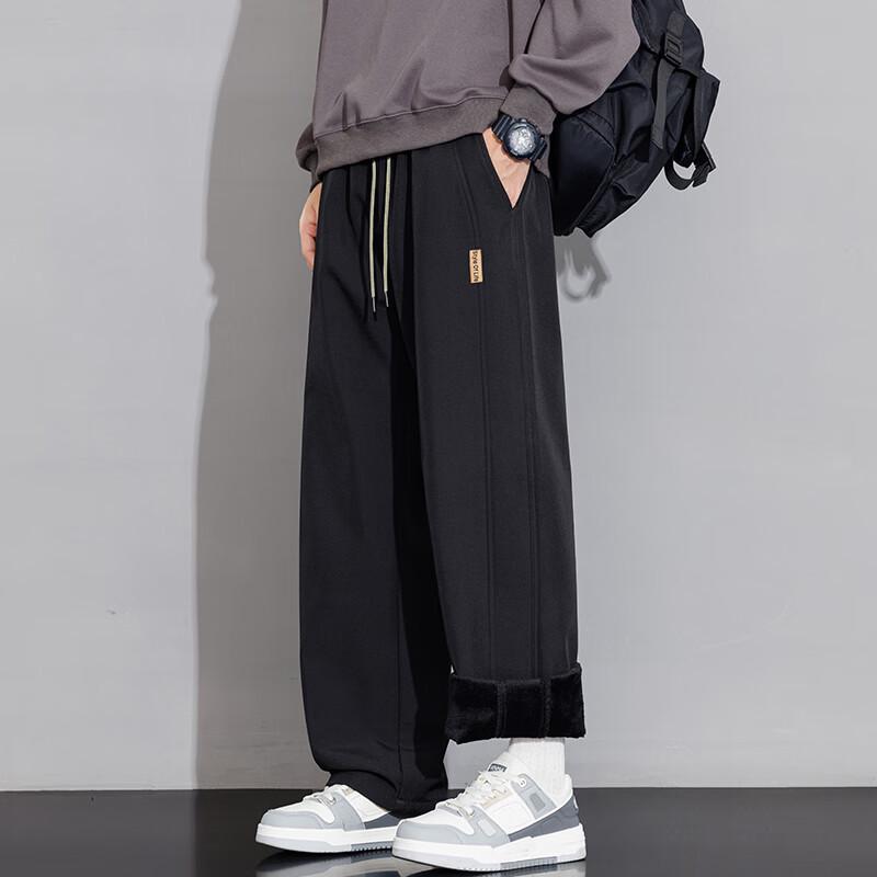 VANCAMEL Men's Winter Fleece Lined Straight-Leg Casual Pants