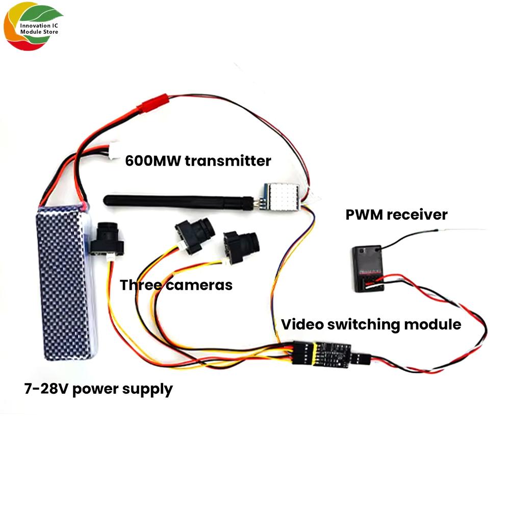DC5-12V 3-Channel Video Switcher Module FPV 3-Camera Switching with PWM Control Suitable for RC Drones and FPV Racing Drones