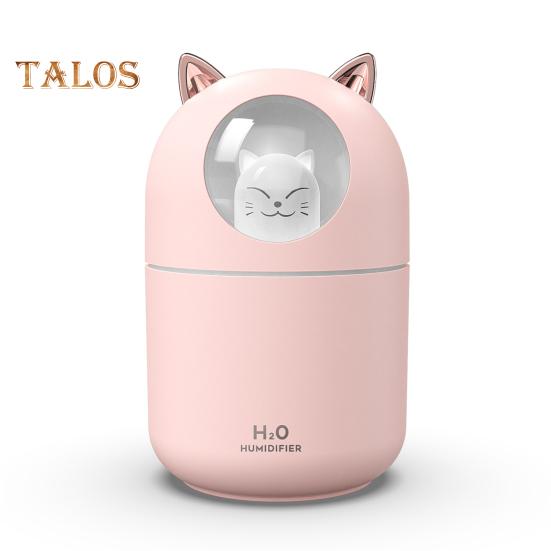 

USB-увлажнитель воздуха с большой емкостью, 2 режима распыления, автоматическое выключение, низкий уровень шума, увлажнитель воздуха в форме кошки, диффузор эфирных масел с ночником розовый