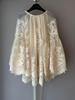Top Élégant Blanc Cassé & Abricot Dentelle Assemblée - Style Français, Coupe Ajustée & Ample