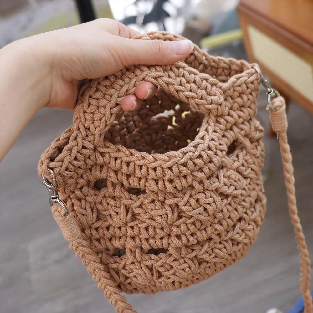 Summer Weaving Beach Bag Solid Color Women's Handbags Casual Crochet Shoulder Bag  Travel
