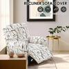 4Pcs Elastic Recliner Sofa Cover Printed Stretch Recliner Slipcovers with Side Pockets Non Slip Sofa Slipcovers for Living Room