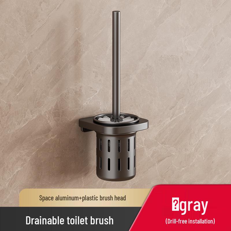 Gun Gray No-Drill Bathroom Towel Rack & Toilet Storage Set