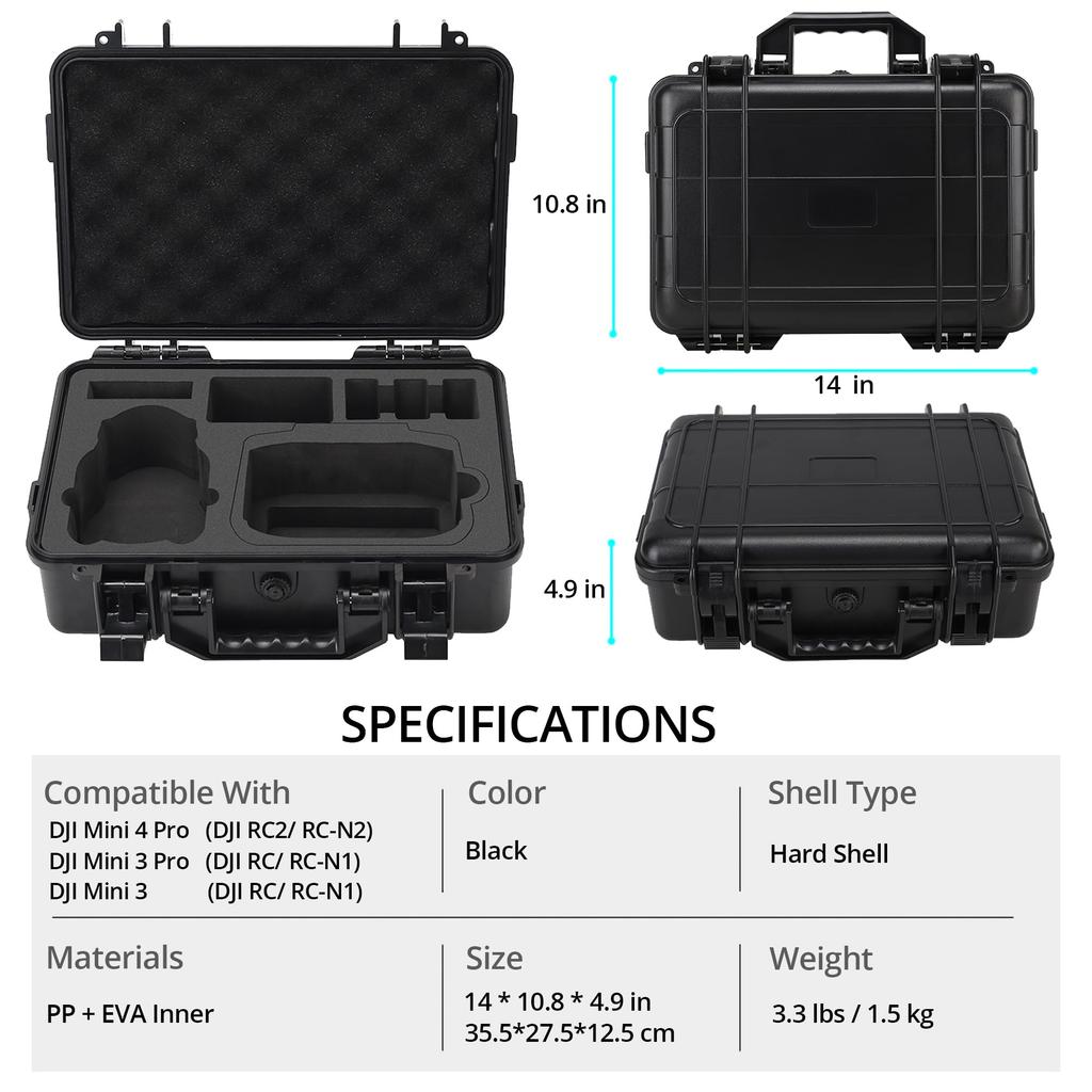 For DJI Mini 4 Pro Case-Professional Portable Carrying Case Hard Shell Travel Case for DJI Mini 4 Pro Fly More Combo&Accessories