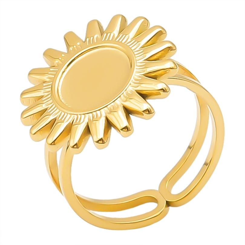 Neuer Offener Verstellbarer Ring Blatt Schlange Herz Echt Vergoldeter Edelstahl Ringe Für Frauen Männer Zubehör Mehrschichtiger Schmuck