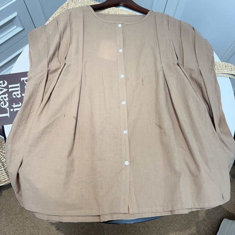 

Japanese Style Women s Pure Cotton Casual Loose round Neck Artsy