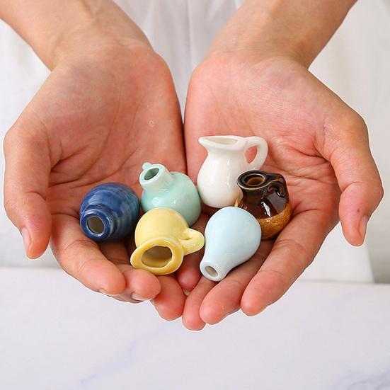 Mini Ceramic Vase Refrigerator Magnet 3D Miniature Plants Flower Vase Fridge Magnet Home Office Kitchen Locker Decoration