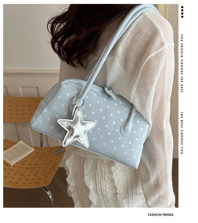 Korean Style Women's Polka Dot Bowling Bag: Large Capacity Pillow Bag for Trendy Daily Commutes