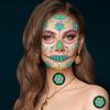 Halloweenowe Tymczasowe Tatuaże na Twarz Zestaw do Makijażu Czaszka Kwiatowy Szkielet Pajęczyna Naklejka z Tatuażem na Całą Twarz Dodatek na Imprezę Rodzinną