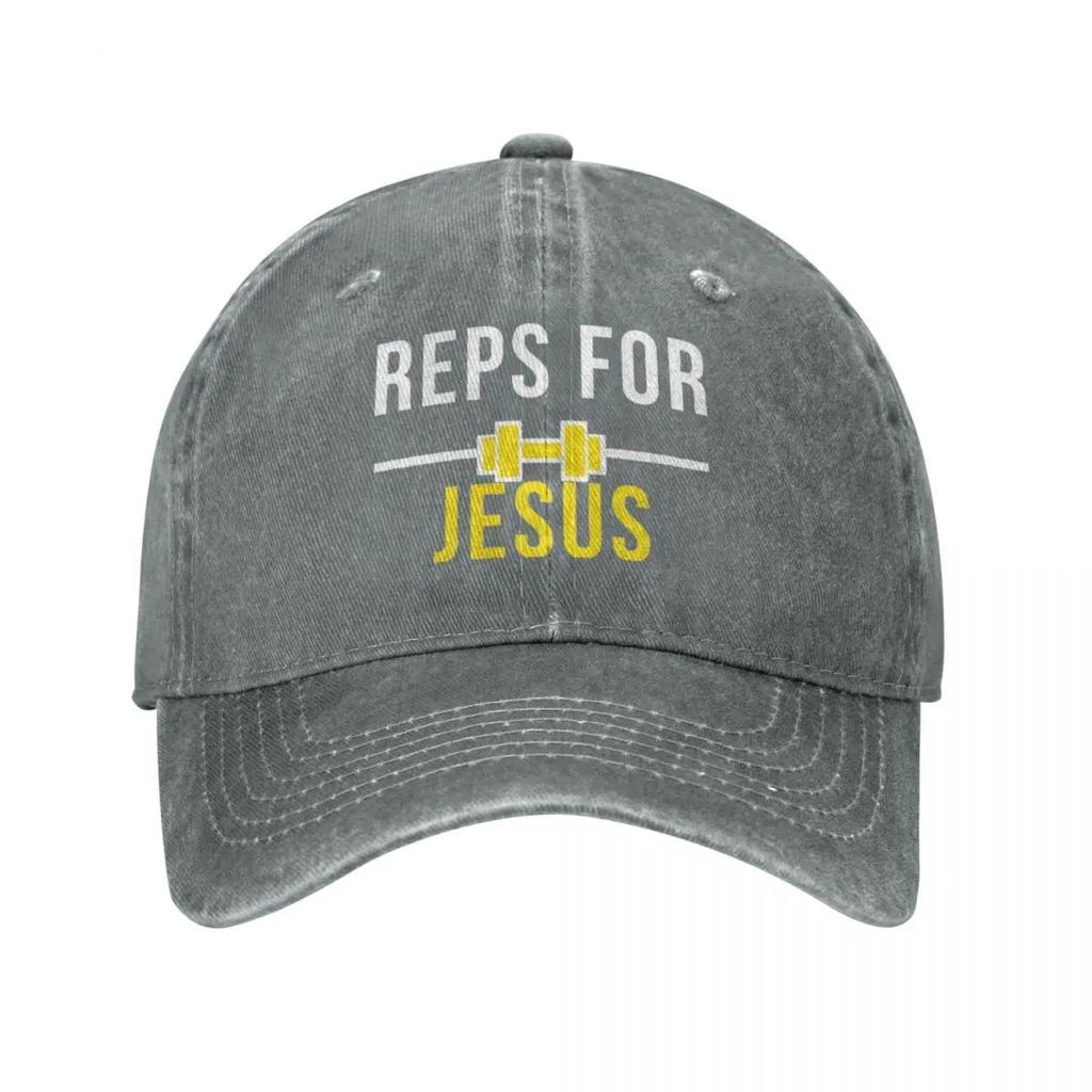 Reps For Jesus Baseball Caps Casual Distressed Washed Bodybuilding Ripped Muscle Sun Cap Unisex Style Outdoor Summer Hats Cap