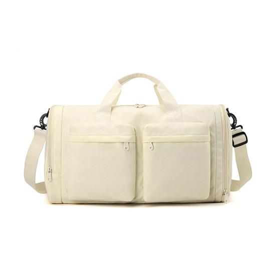 Foldable Gym Tote Unisex Duffle Bag with Shoe Compartment Wet Pocket Nylon Weekender Bag for Fitness Travel Swimming