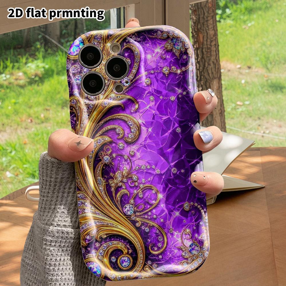 Phone Case: 2D Flat, Suitable for iPhone 18, 17, 16, 15, 14, 13, 12 Pro Protective Case, Phone Decoration, Purple Crystal, Perfect Christmas and Hallo