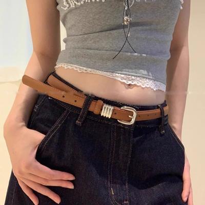 Thin Women's Belt PU Leather Dress Jeans Belt Simple Waist Belt  Streetwear