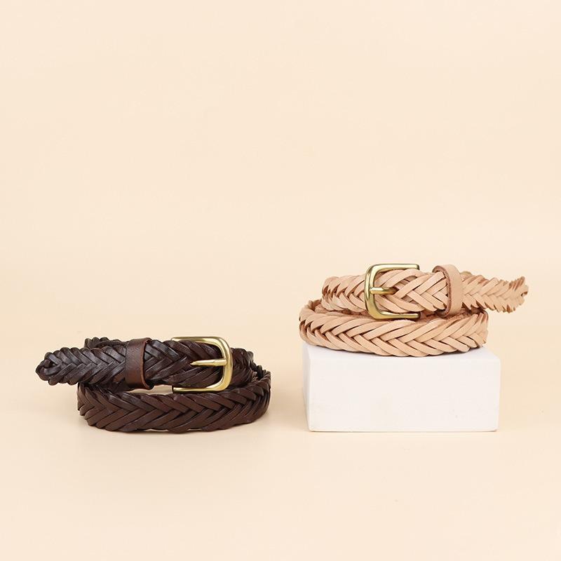 Mary Handmade braided leather belt - italian top grain cowhide women's belt - full grain genuine leather belt