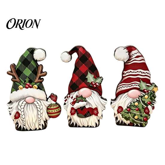 Cute Xmas Home Accents Cartoon Gingerbread Wooden Ornament, Double-sided Printed Desktop Tabletop Figurines, Festive Window Display Decorative