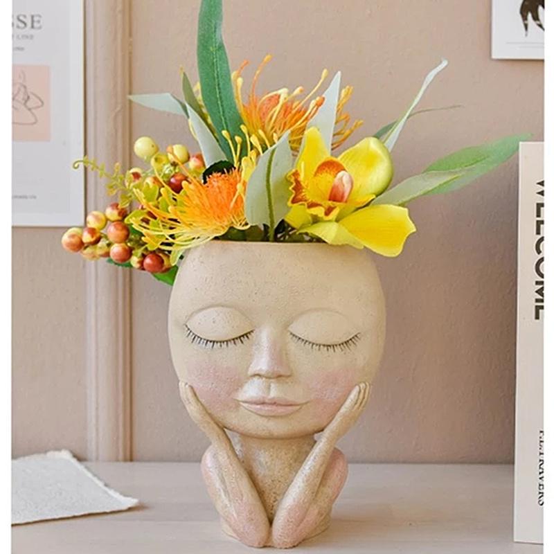 zxb-shop Office Crafts Flower Arrangement Art Portrait Vase Dried Flower Pot Vase Sculpture Resin Human Face Family Flower Pot Home Decorations Type : Boy B zxb-shop Office Crafts Flower Arrangement Art Portrait Vase Dried Flower Pot Vase Sculpture Resin Human Face Family Flower Pot Home Decorations Type : Boy B