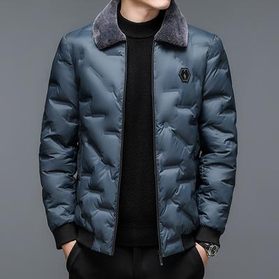 Bavlněný kabát v korejském stylu Zimní Nový Mladistvý Ležérní Táta Zesílený Teplý Kabát s Límcem z Jehněčí Kůže Pánská Trendy Bunda
