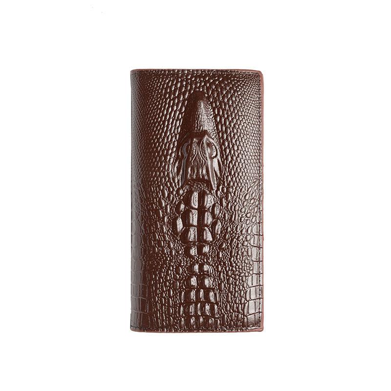 Men's Crocodile Patterned Long Wallets Vintage Design Business Card Holder Cash Purse GZW
