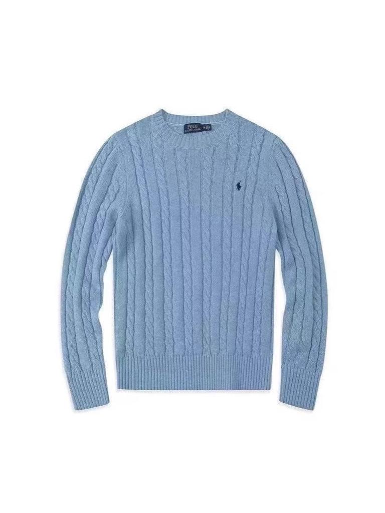 Sweter męski/damski z wełny z warkoczowym splotem, z okrągłym dekoltem - Modny i wszechstronny.