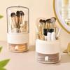 Plastic 360° Rotating Makeup Brush Holder Round Dust-Proof Makeup Brush Storage Box Waterproof Large Capacity