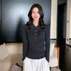 2025 Autumn Women's Fine Knit Wool Polo Collar Sweater, Half-Buttoned, Slimming Fit