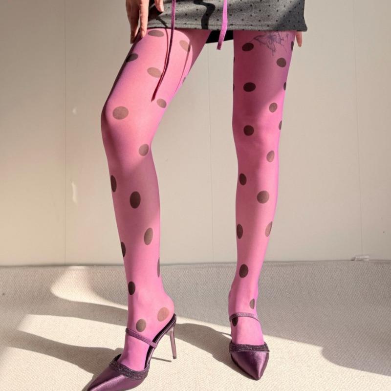 Nuovi Collant Pois Y2K Calze da Donna con Stampa Pois Estive 30D Ultra-Sottili Trasparenti Calze a Rete Ragazza Spicy