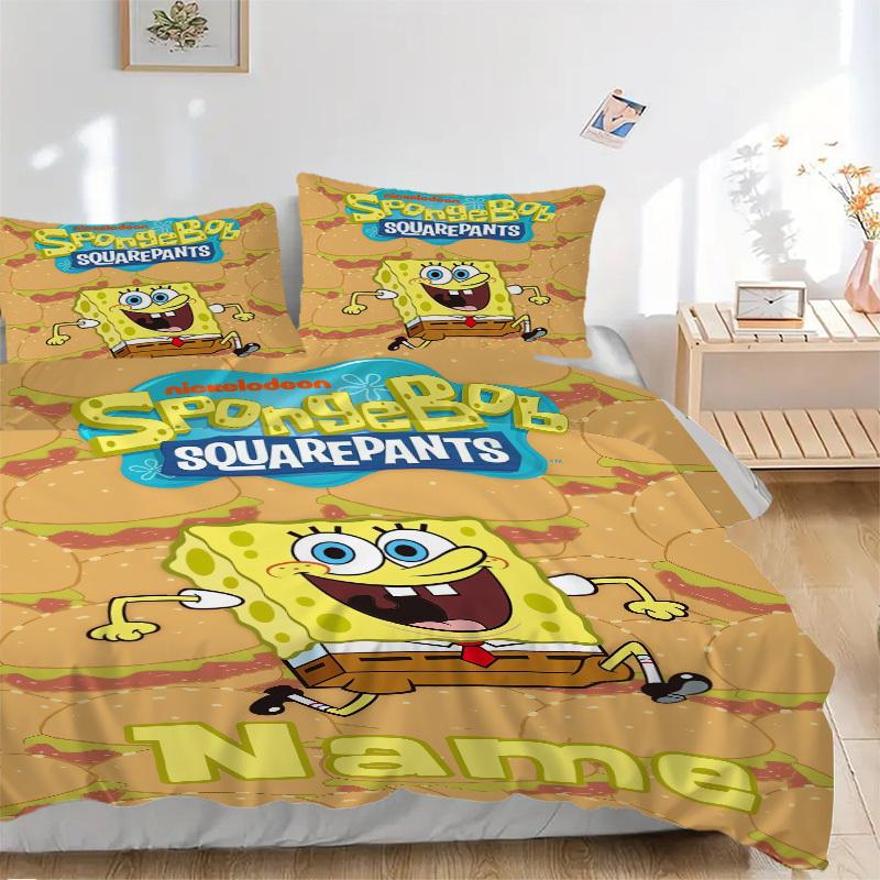 SpongeBob SquarePants Burger Bedding Set 3 Piece Comforter Cover Gift for Bedroom,Includes No Insertsjt014 135x200cm