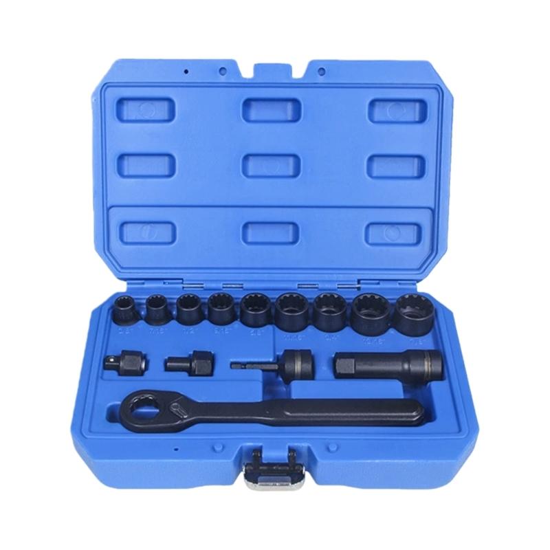 14pcs Extension Bar Deep Socket Wrench SAE Socket And Ratcheting Kit With Universal Compatibility For Various Fasteners 1