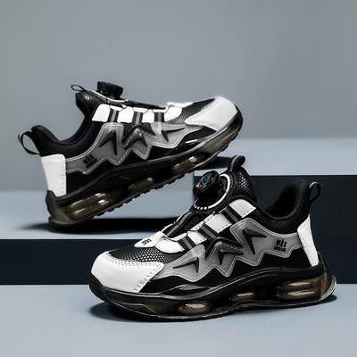7288 pantofi sport din piele impermeabilă pentru copii de vârstă mijlocie și mai mari, băieți, bărbați, nou 2025, nasture rotativ, tendință, casual, alergare
