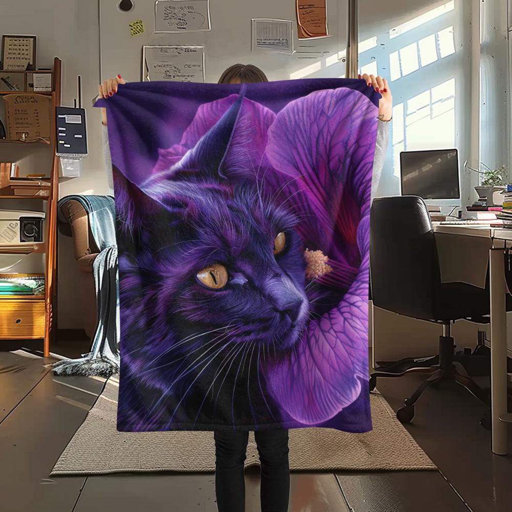 1Pc Cartoon Print Flannel Blanket, High Quality Comfortable for All Seasons, Home Decor, Warmth and Comfort, Perfect for Christmas Birthday Gift