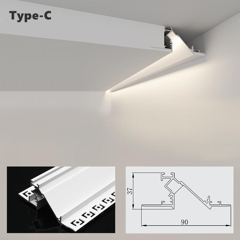 1m Bezrámový Vstavaný Stropný LED Hliníkový Profil Lineárna Tyčová Pásiková Lampa Pre Sadrokartón Skryté Podsvietenie Líniové Rohové Osvetlenie