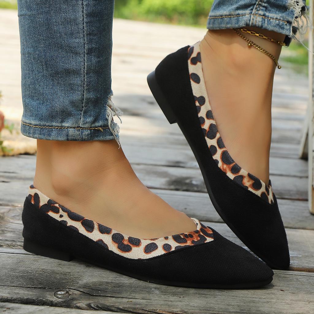 Fashion Pointe Toe Spring Summer Flat Fashion Ladies Shoes Slip-on Size Retro Comfortable Leopard Shoes Women Flats Woman Casual Shoes