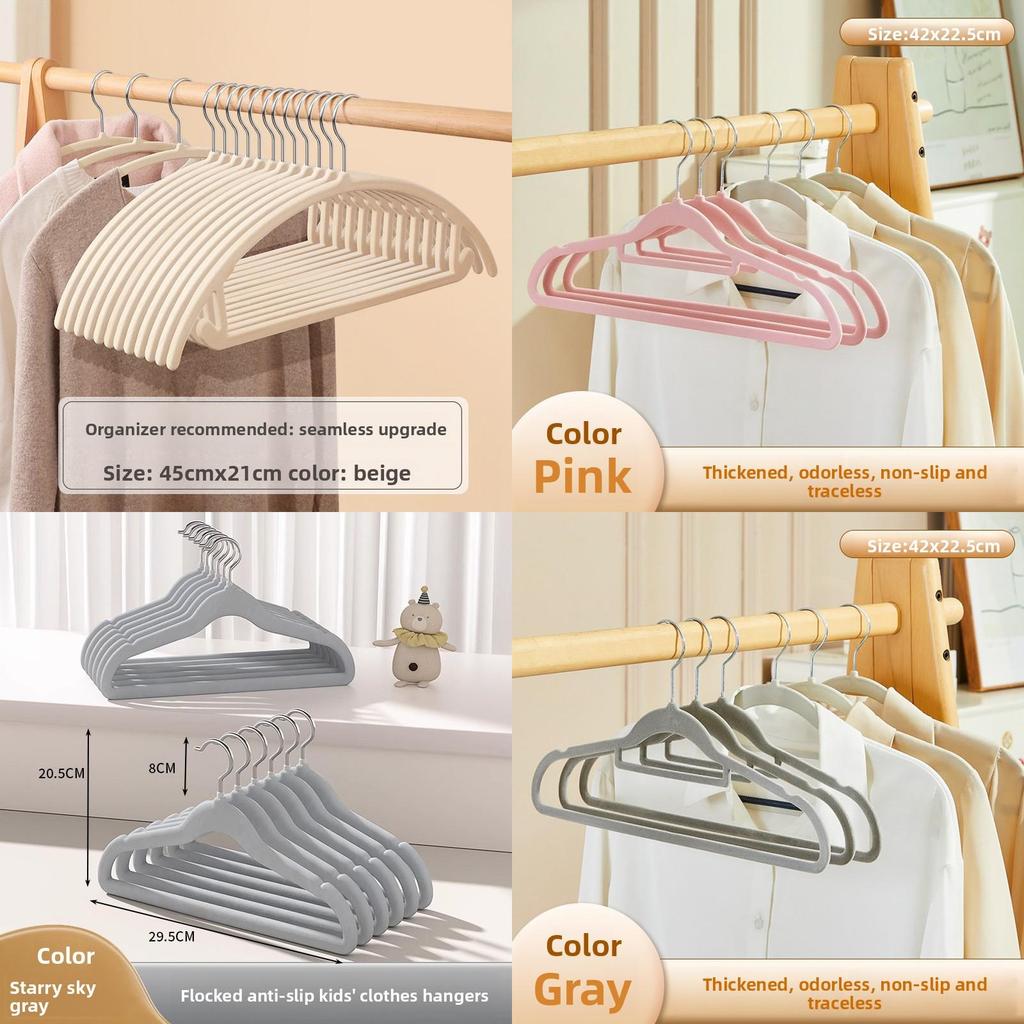 Modern Minimalist Plastic Hanger Pack With Nonslip Velvet Coating For Home Closet Organization